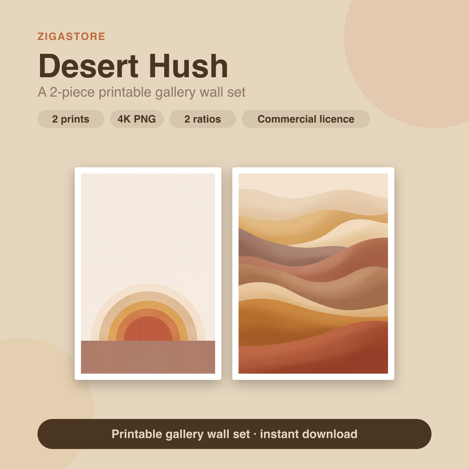 Desert Terracotta Gallery Wall Set | 2 Printable Boho Prints by Dune & Clay