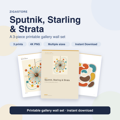 Sputnik, Starling & Strata — Mid-Century Gallery Wall Set of 3 by Atlas & Oak