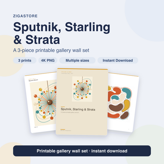 Sputnik, Starling & Strata — Mid-Century Gallery Wall Set of 3 by Atlas & Oak