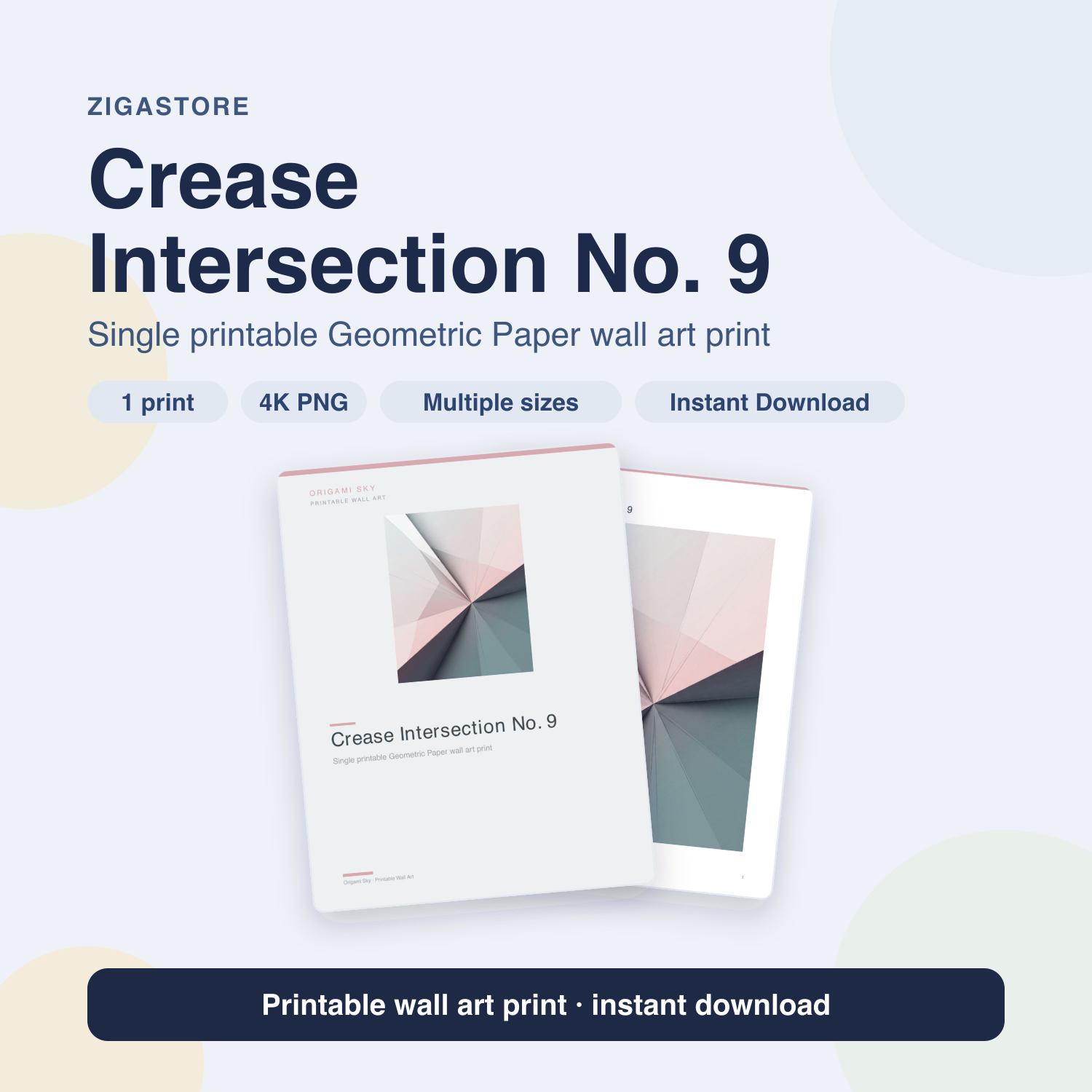 Crease Intersection No. 9 | Geometric Paper Printable Wall Art Print by Origami Sky