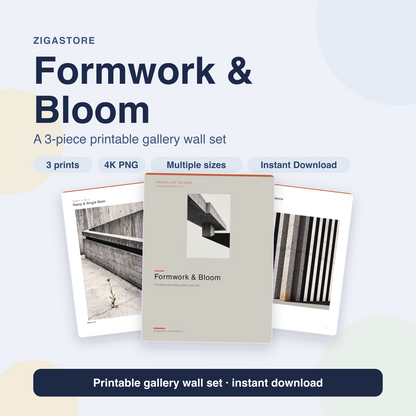 Formwork & Bloom — Brutalist Concrete 3-Piece Wall Art Set by Brutalist Bloom