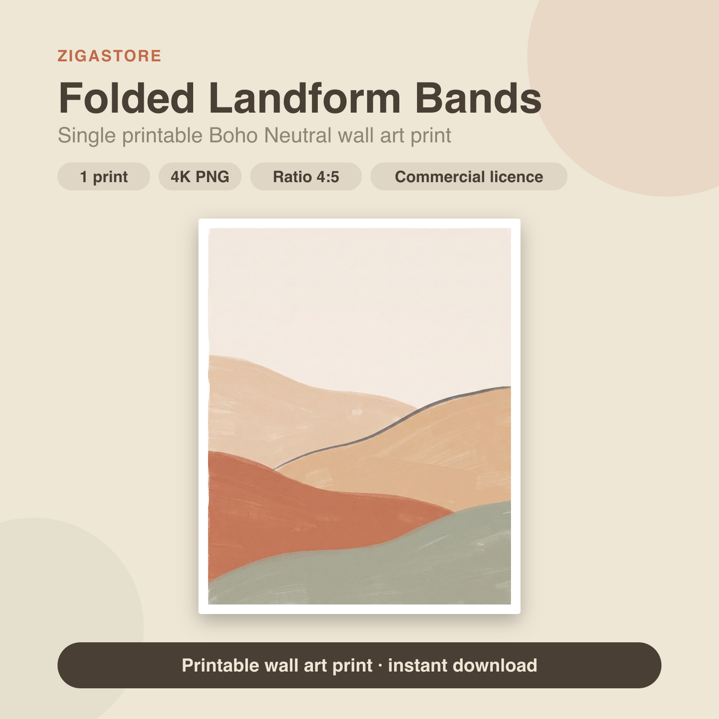 Folded Landform Bands | Boho Neutral Printable Wall Art Print by Saffron & Sage