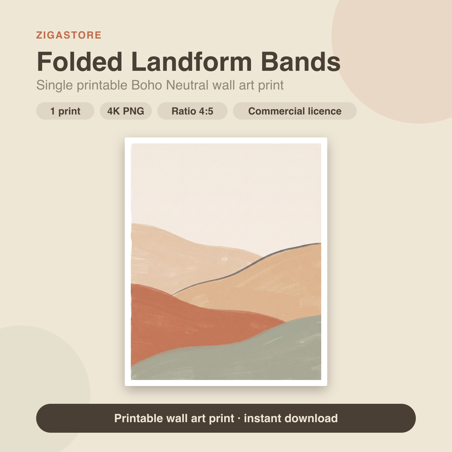 Folded Landform Bands | Boho Neutral Printable Wall Art Print by Saffron & Sage