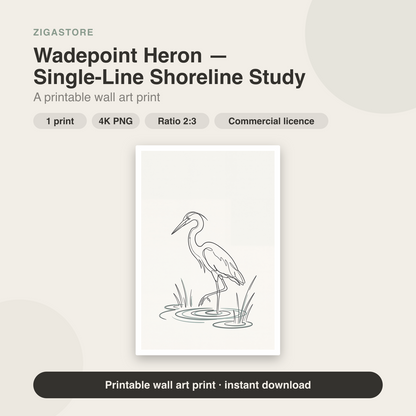 Wadepoint Heron Line Art | Minimal Shoreline Printable Wall Print by Slate & Sparrow