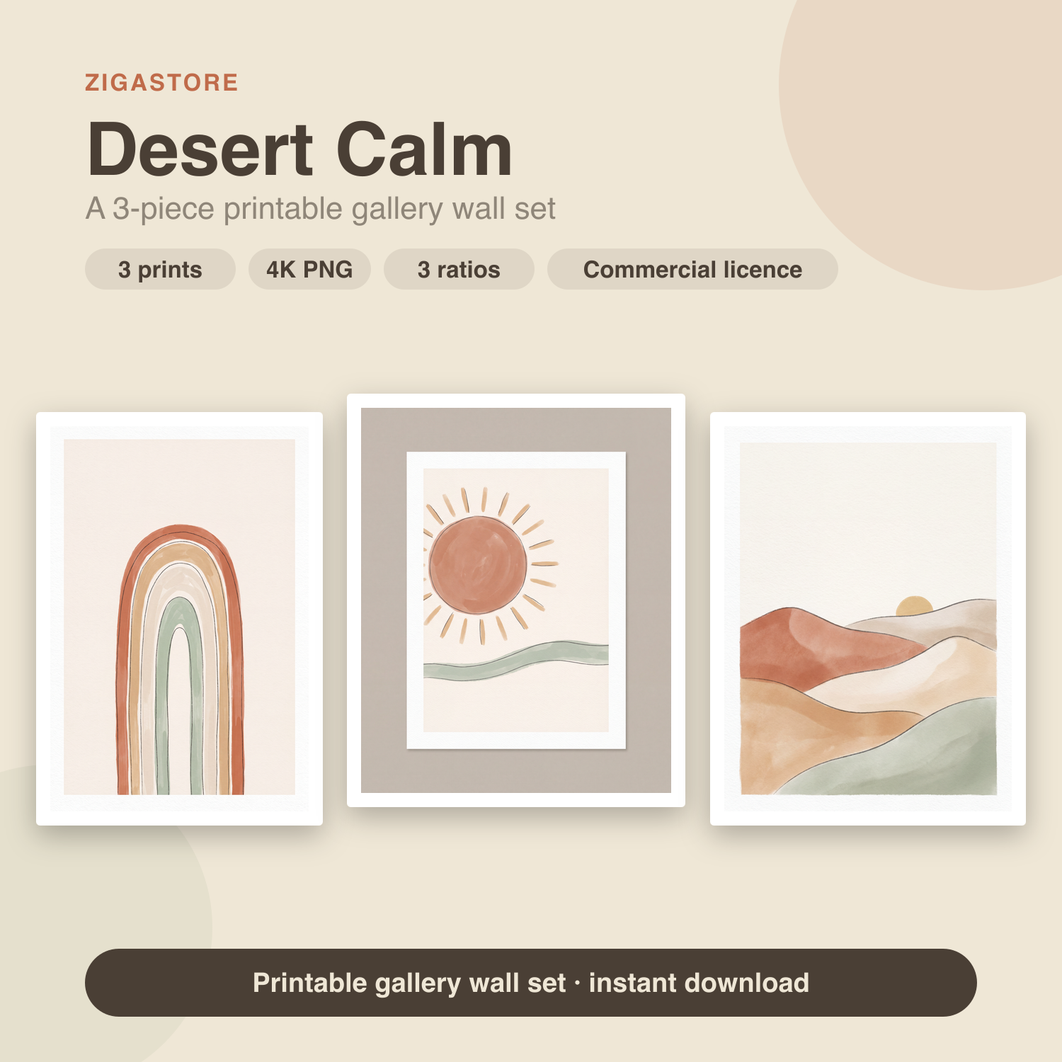 Boho Neutral Gallery Wall Set | 3 Printable Terracotta Sage Art Prints by Saffron & Sage