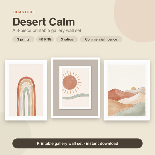Boho Neutral Gallery Wall Set | 3 Printable Terracotta Sage Art Prints by Saffron & Sage