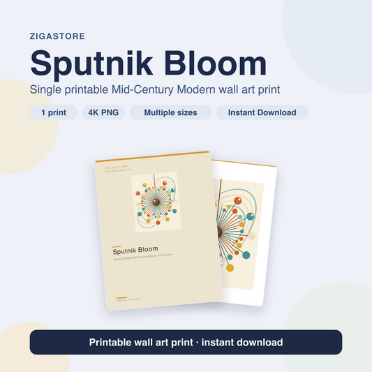 Sputnik Bloom | Mid-Century Modern Printable Wall Art Print by Atlas & Oak