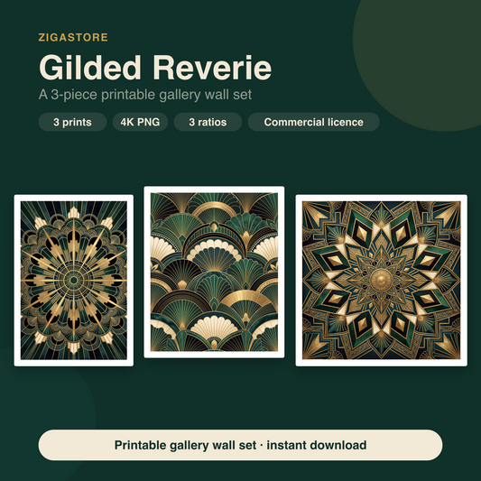 Gilded Reverie Art Deco Gallery Wall Set | 3 Printable Prints by Marrow & Gold