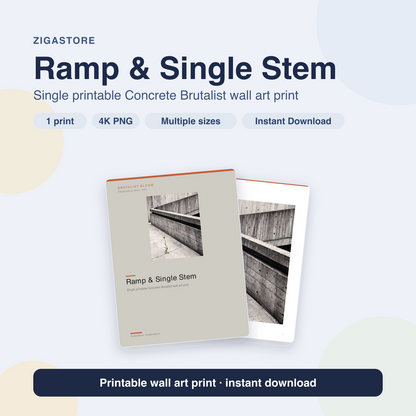 Ramp & Single Stem | Concrete Brutalist Printable Wall Art Print by Brutalist Bloom