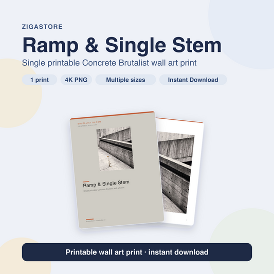 Ramp & Single Stem | Concrete Brutalist Printable Wall Art Print by Brutalist Bloom