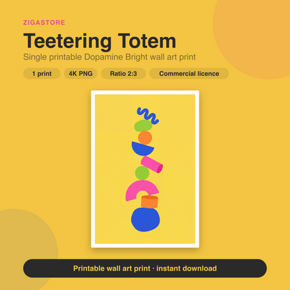 Teetering Totem | Dopamine Bright Printable Wall Art Print by Citrus & Stone
