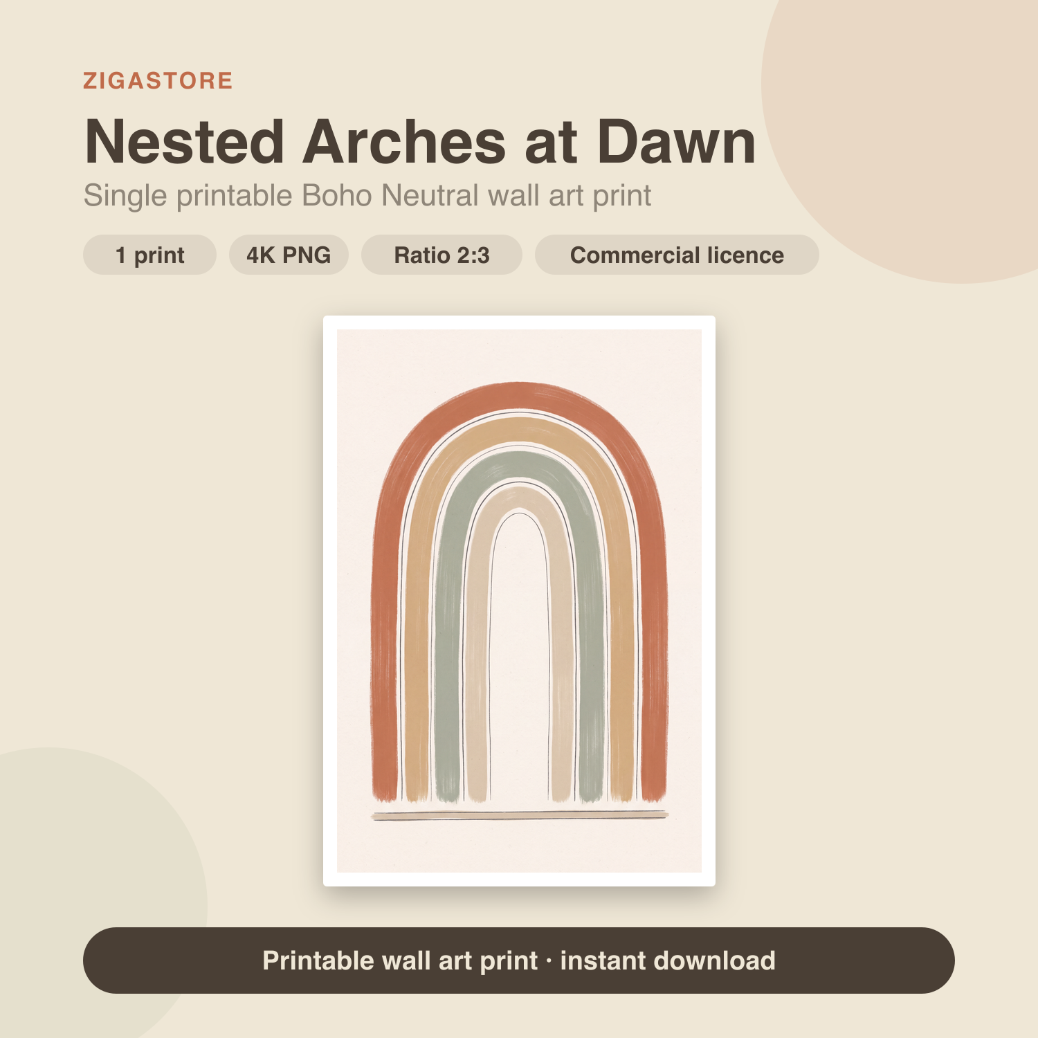 Nested Arches at Dawn | Boho Neutral Printable Wall Art Print by Saffron & Sage