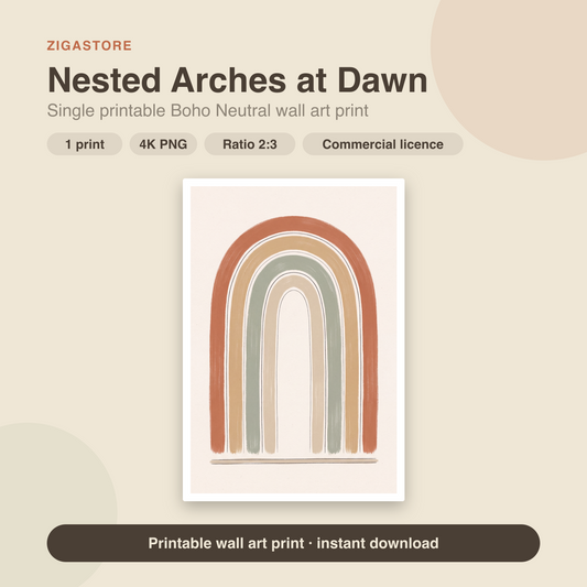 Nested Arches at Dawn | Boho Neutral Printable Wall Art Print by Saffron & Sage