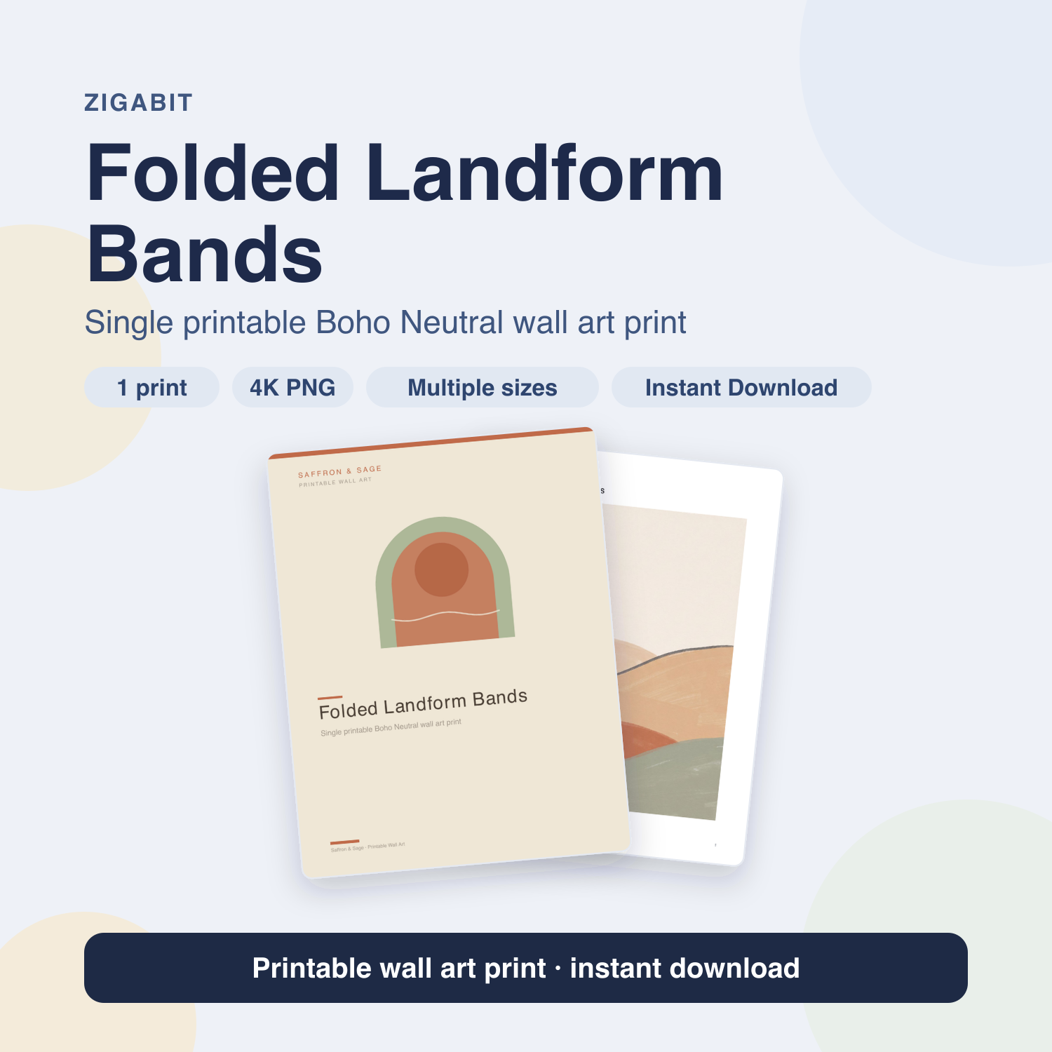Folded Landform Bands | Boho Neutral Printable Wall Art Print by Saffron & Sage