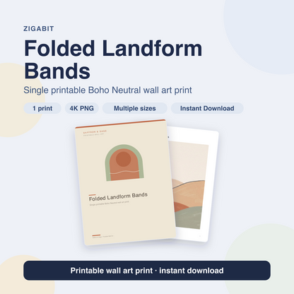 Folded Landform Bands | Boho Neutral Printable Wall Art Print by Saffron & Sage