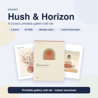 Boho Neutral Nursery Gallery Wall Set - 3 Printable Prints by Saffron & Sage