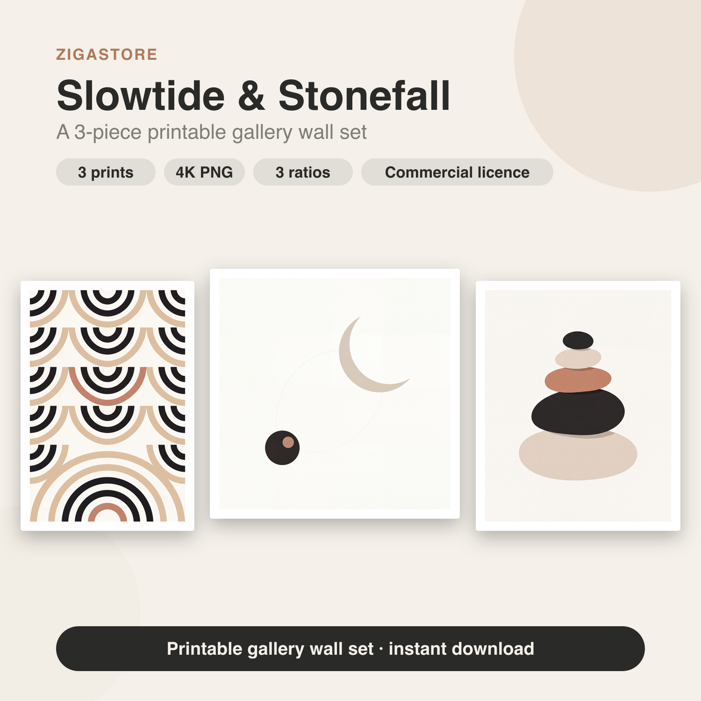 Slowtide & Stonefall — 3 Abstract Minimal Bedroom Prints by Form & Field