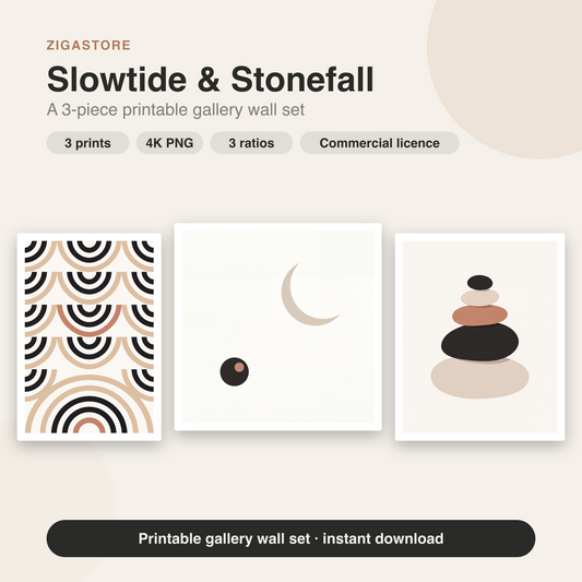 Slowtide & Stonefall — 3 Abstract Minimal Bedroom Prints by Form & Field
