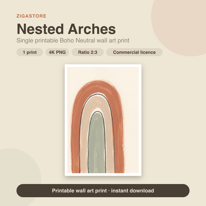Nested Arches | Boho Neutral Printable Wall Art Print by Saffron & Sage