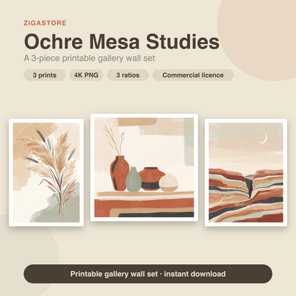 Ochre Mesa Studies | Boho Neutral Printable Art Set by Saffron & Sage