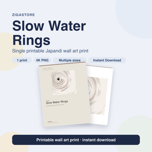 Slow Water Rings | Japandi Printable Wall Art Print by Quiet North