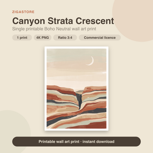 Canyon Strata Crescent | Boho Neutral Printable Wall Art Print by Saffron & Sage