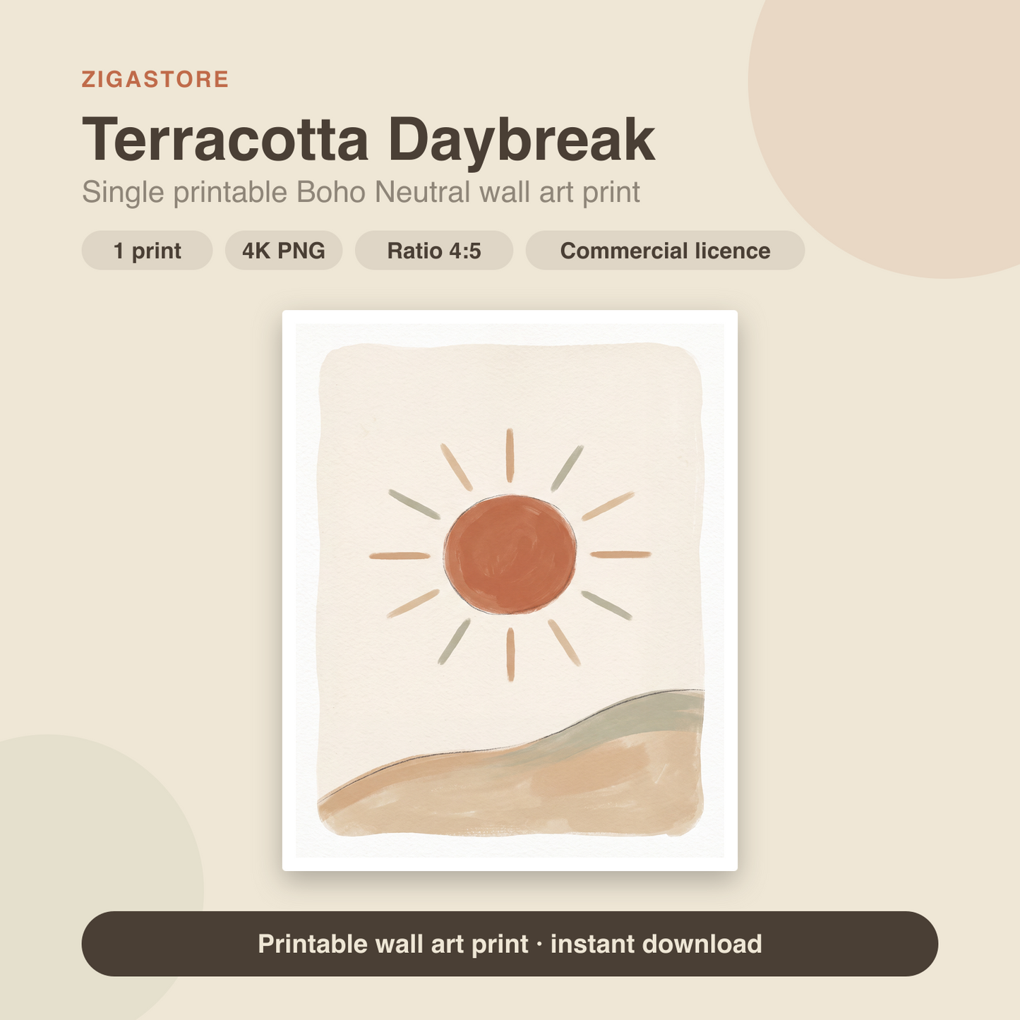 Terracotta Daybreak | Boho Neutral Printable Wall Art Print by Saffron & Sage