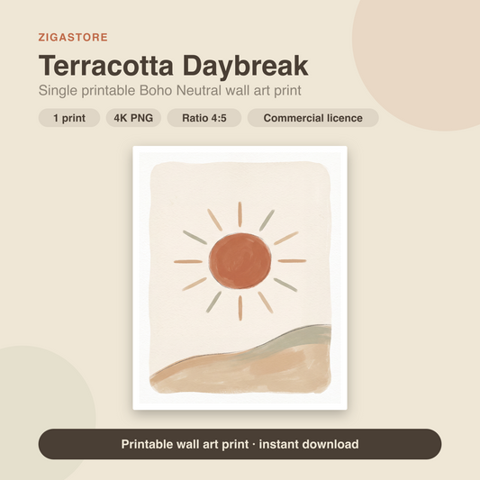 Terracotta Daybreak | Boho Neutral Printable Wall Art Print by Saffron & Sage