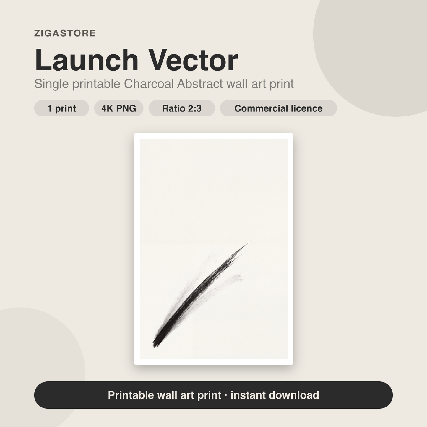 Launch Vector | Charcoal Abstract Printable Wall Art Print by Ember & Ash