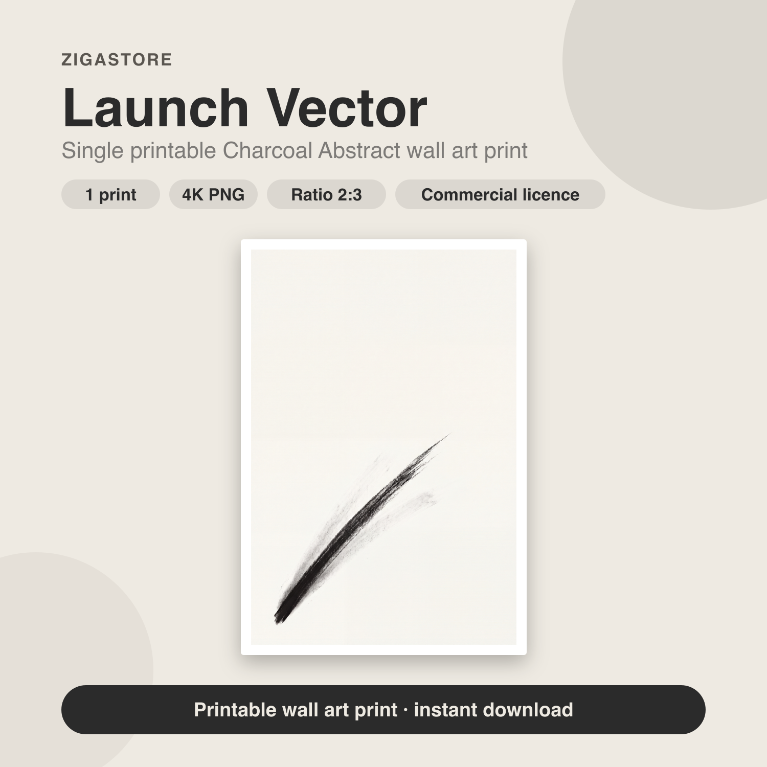 Launch Vector | Charcoal Abstract Printable Wall Art Print by Ember & Ash