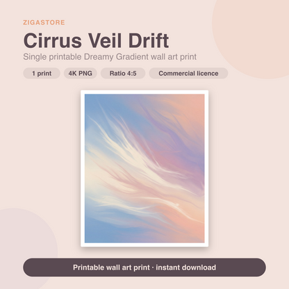 Cirrus Veil Drift | Dreamy Gradient Printable Wall Art Print by Halcyon Skies
