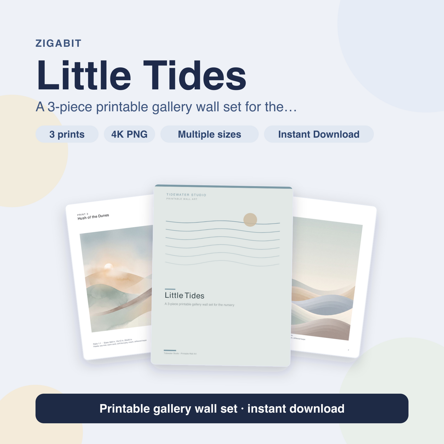 Little Tides Nursery Wall Art Set | 3 Coastal Calm Prints