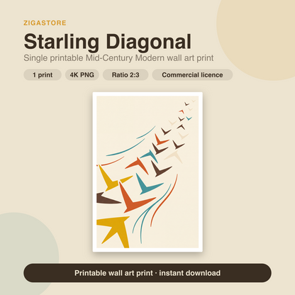 Starling Diagonal | Mid-Century Modern Printable Wall Art Print by Atlas & Oak