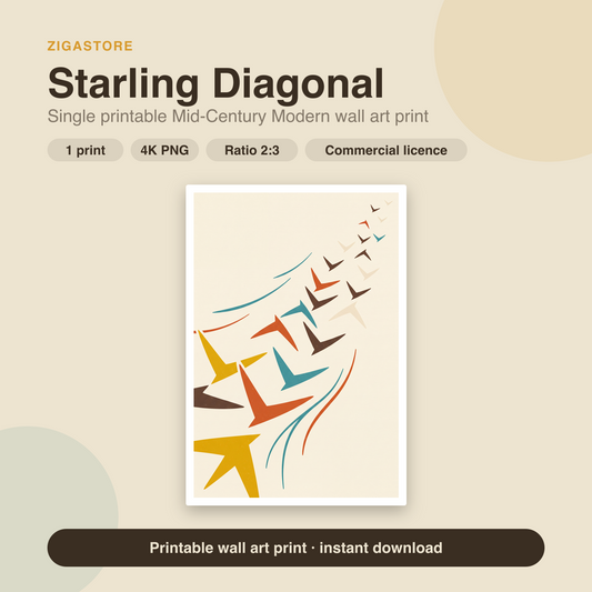 Starling Diagonal | Mid-Century Modern Printable Wall Art Print by Atlas & Oak