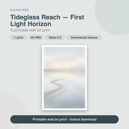 Tideglass Reach Coastal Wall Art — Calm Dawn Sea Print by Tidewater Studio