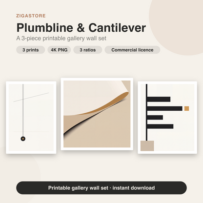 Plumbline & Cantilever | 3-Piece Abstract Minimal Office Wall Art by Form & Field