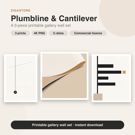 Plumbline & Cantilever | 3-Piece Abstract Minimal Office Wall Art by Form & Field
