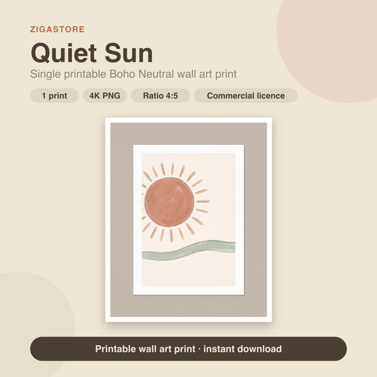 Quiet Sun | Boho Neutral Printable Wall Art Print by Saffron & Sage