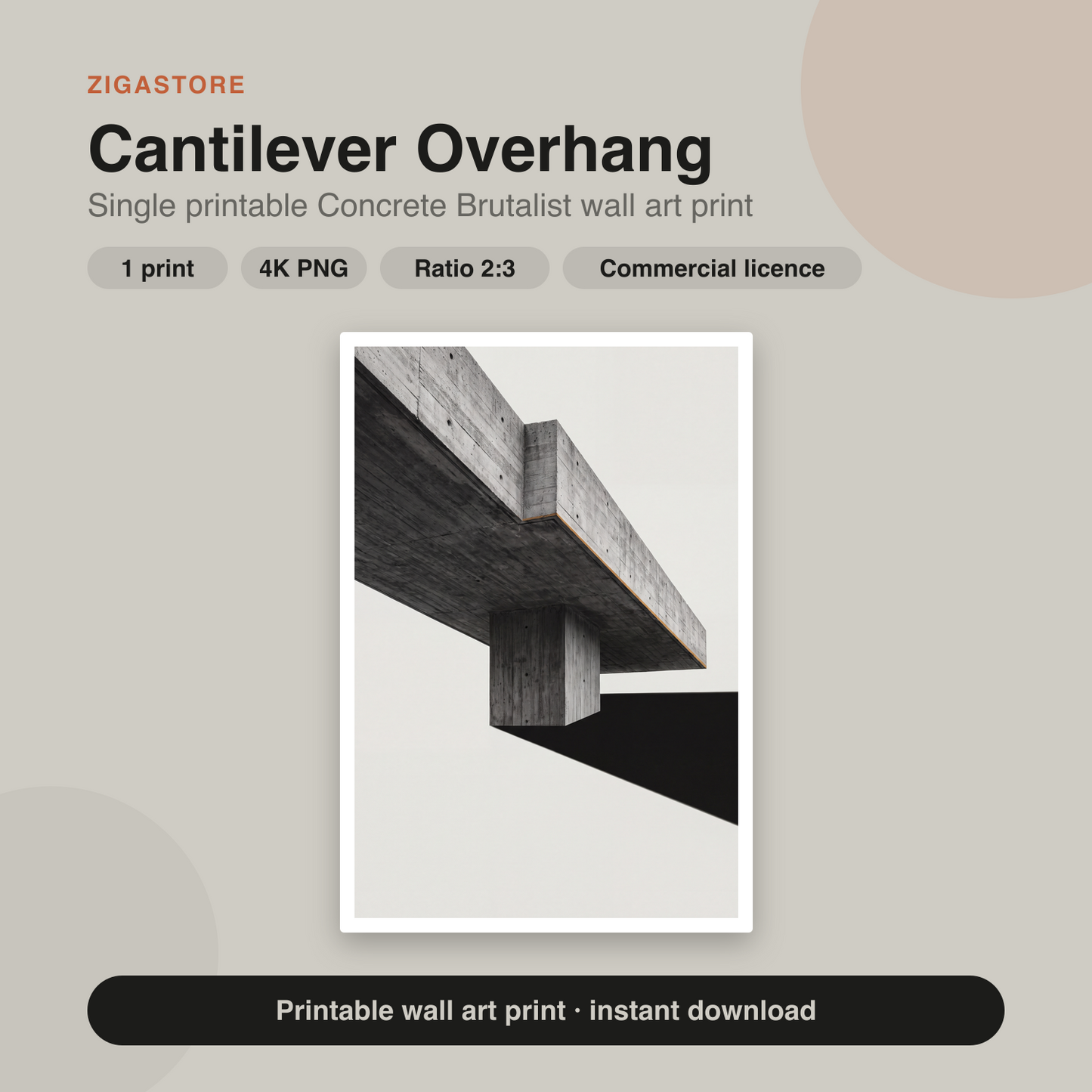 Cantilever Overhang | Concrete Brutalist Printable Wall Art Print by Brutalist Bloom