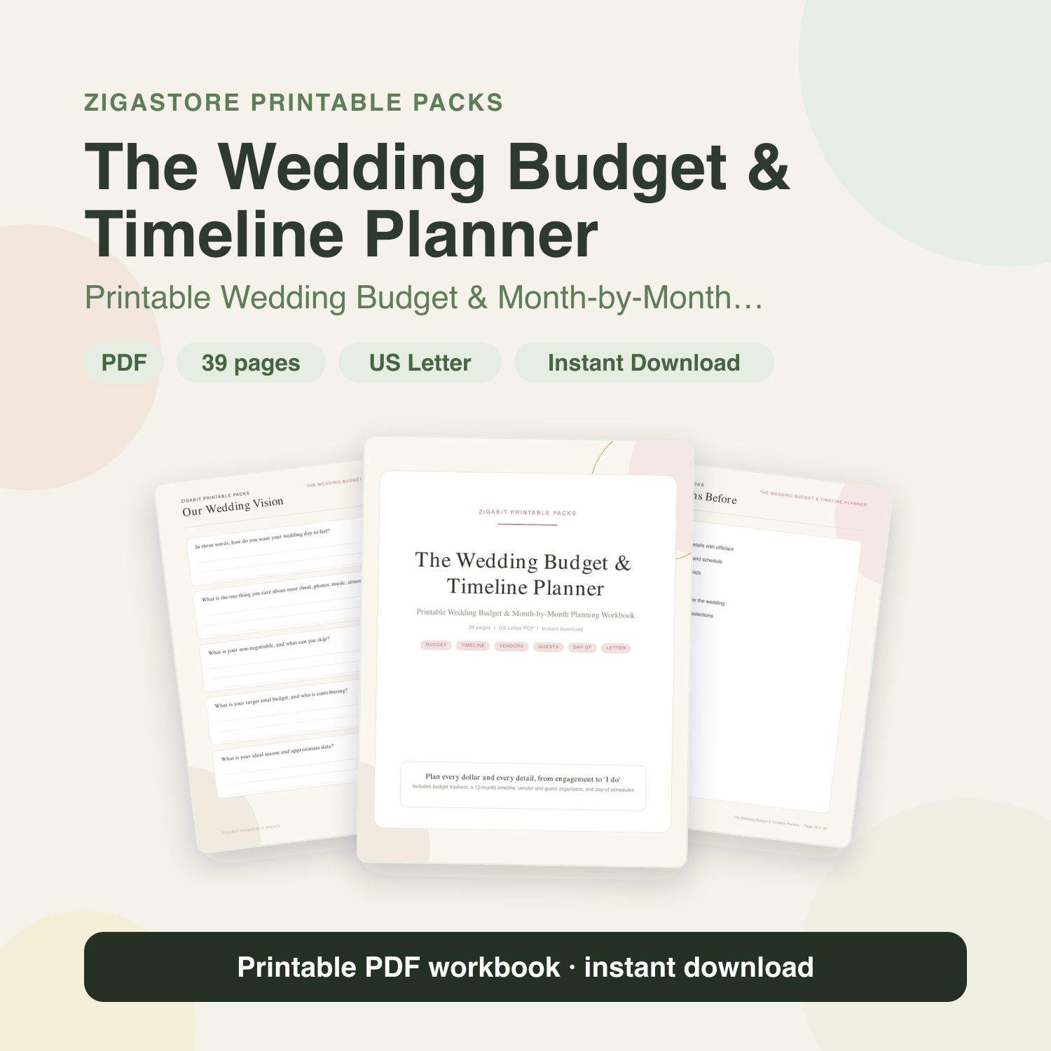 Wedding Budget Planner & Month-by-Month Timeline | Printable