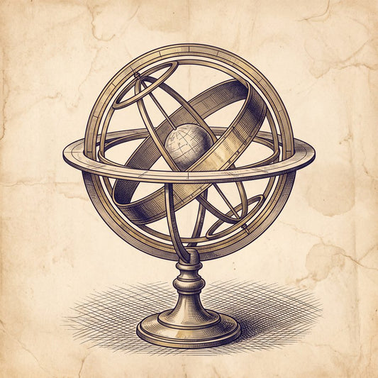 The Brass Armillary | Vintage Cartographic Printable Wall Art Print by Cobalt Atlas — print preview