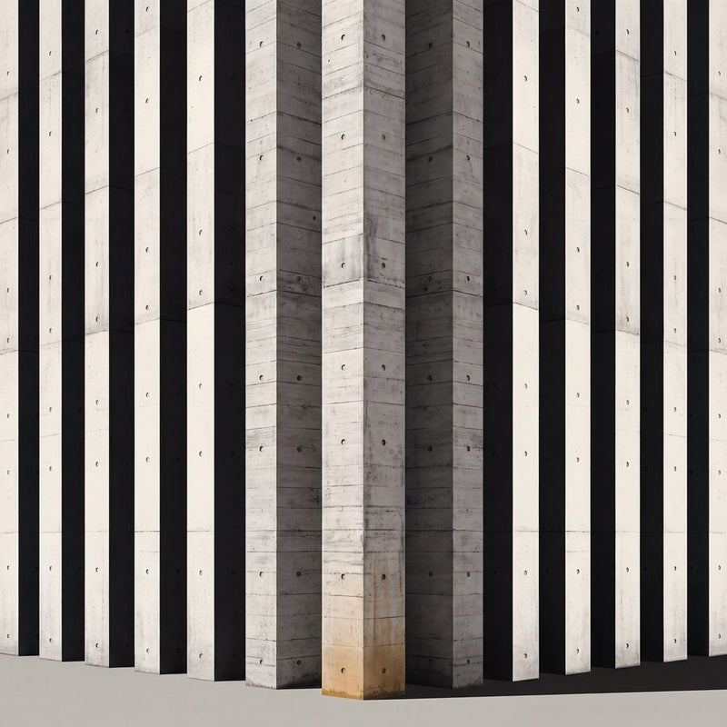 Colonnade Cadence | Concrete Brutalist Printable Wall Art Print by Brutalist Bloom — print preview shown framed at true scale in an illustrated room preview