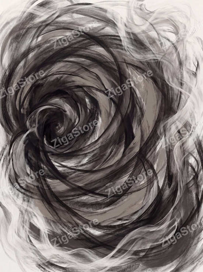 Spent Coil | Charcoal Abstract Printable Wall Art Print by Ember & Ash — print preview (watermarked)