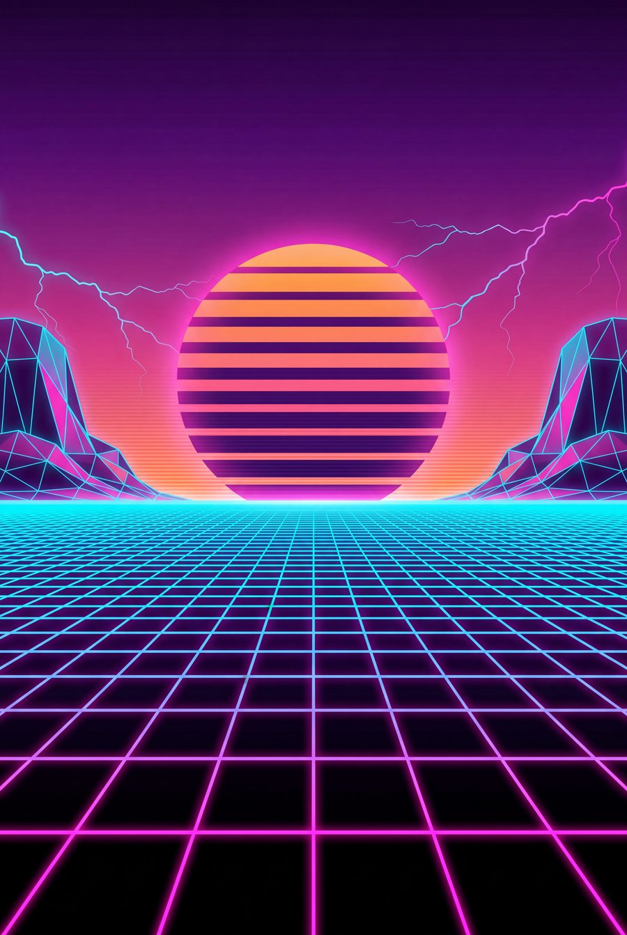 Gridsea Overdrive | Retro Synthwave Printable Wall Art Print by Prism & Pulse — print preview