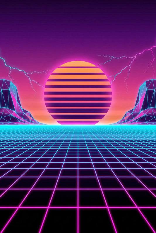 Gridsea Overdrive | Retro Synthwave Printable Wall Art Print by Prism & Pulse — print preview