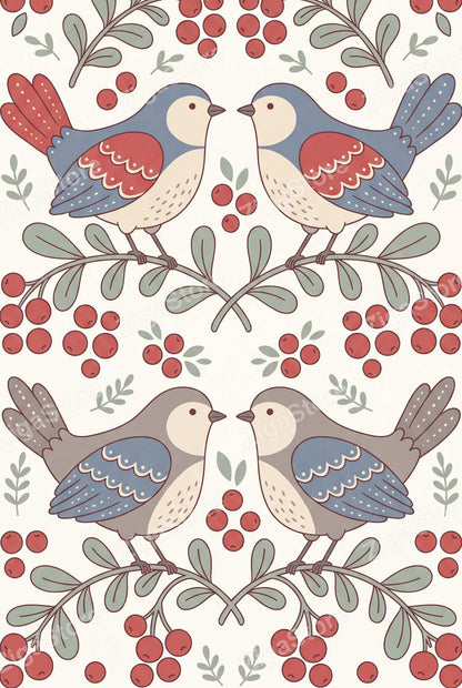 Lingonberry Hearth Folk Trio | 3 Scandi Christmas Wall Prints by Linden Row — print preview (watermarked)