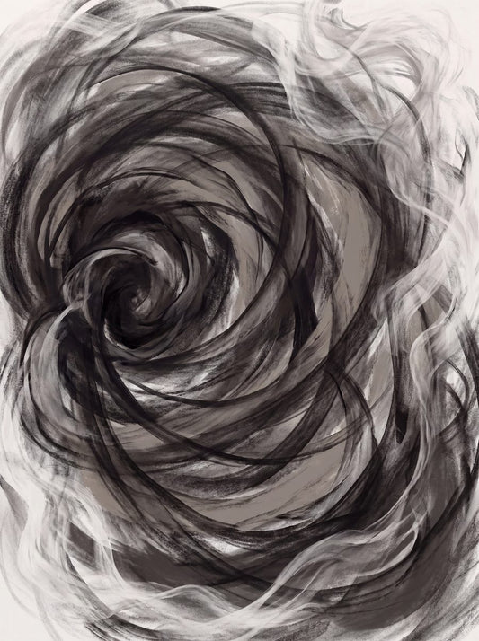 Spent Coil | Charcoal Abstract Printable Wall Art Print by Ember & Ash — print preview
