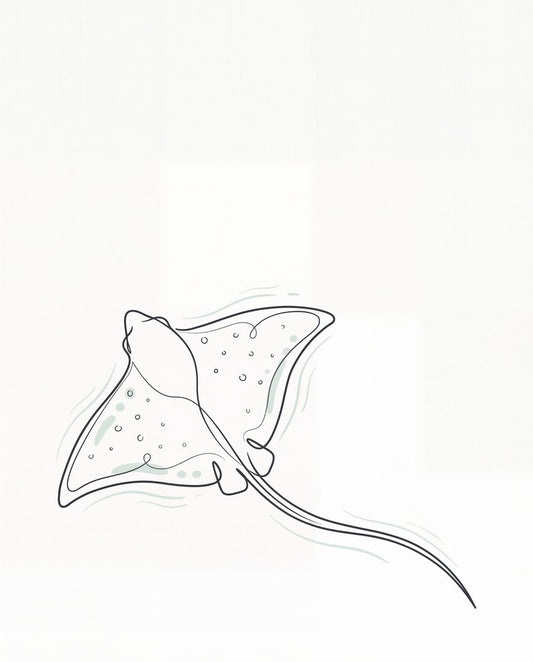 Solene Eagle Ray — Single Line Coastal Wall Art Print by Slate & Sparrow — print preview