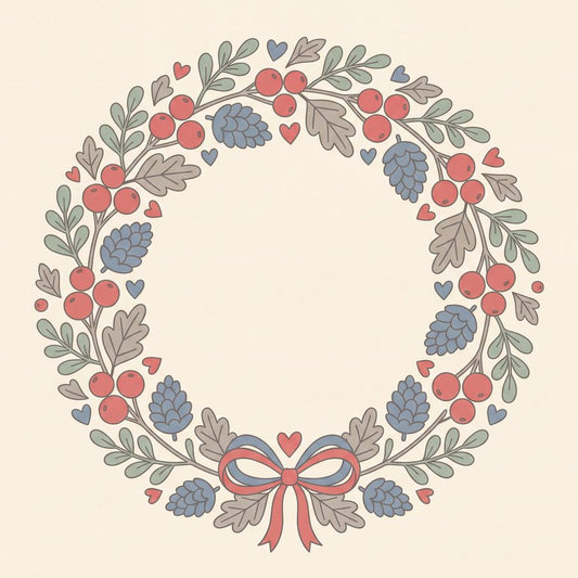 Pinecone & Sage Folk Wreath | Scandi Folk Printable Wall Art Print by Linden Row — print preview