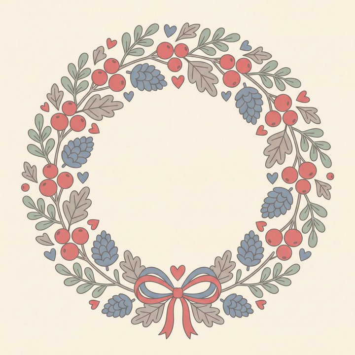 Pinecone & Sage Folk Wreath | Scandi Folk Printable Wall Art Print by Linden Row